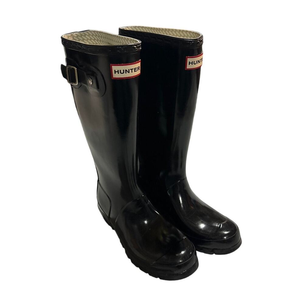 Hunter Boots Black Classic Tall Rain Boot Kids Original Gloss Rubber Boot Preppy